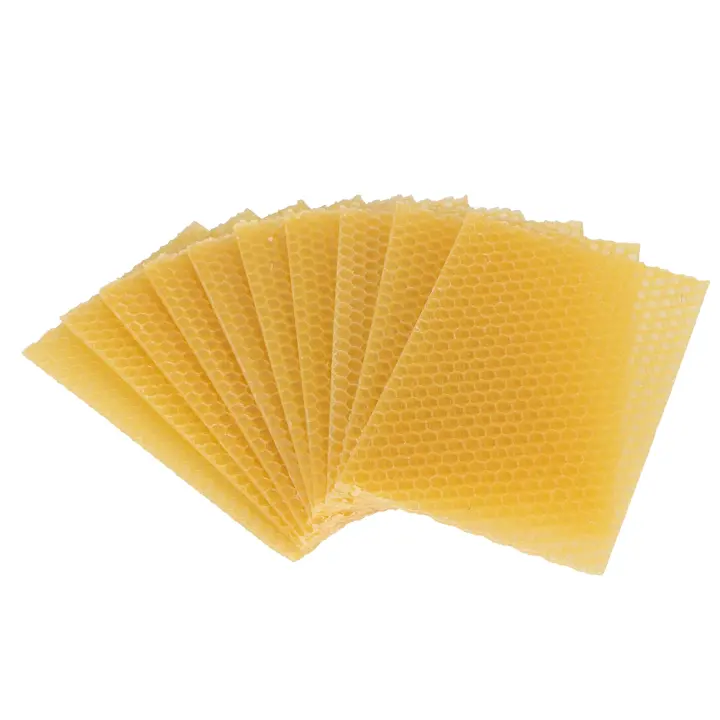 10-Pack Natural Beeswax Sheets — Honeycomb Wax Foundation Panels
