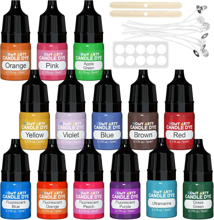 14-Color Liquid Candle Wax Dye Set — 5 ml Bottles
