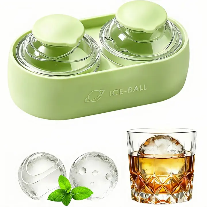 2-Inch Silicone Ice Ball Mold with Lid — Makes Two Round Spheres