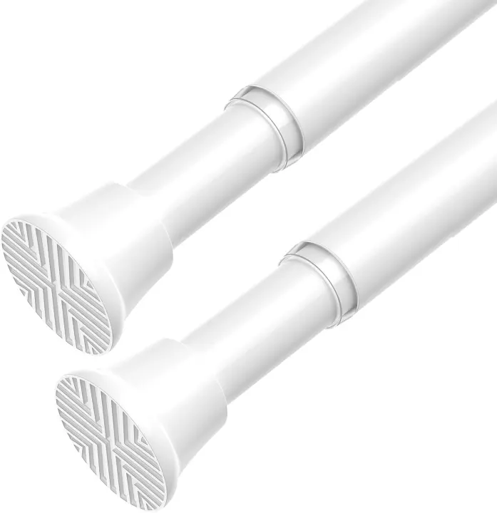 2-Pack 6-in-1 Adjustable Tension Curtain Rods, 31–76 in, White