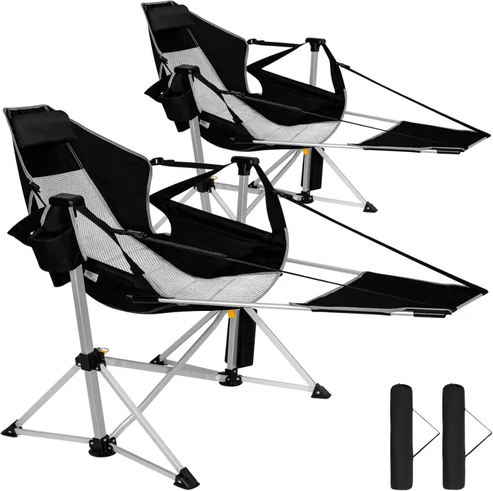 2-Pack Aluminum Hammock Chair with Footrest — Oversized Folding Swing Seat