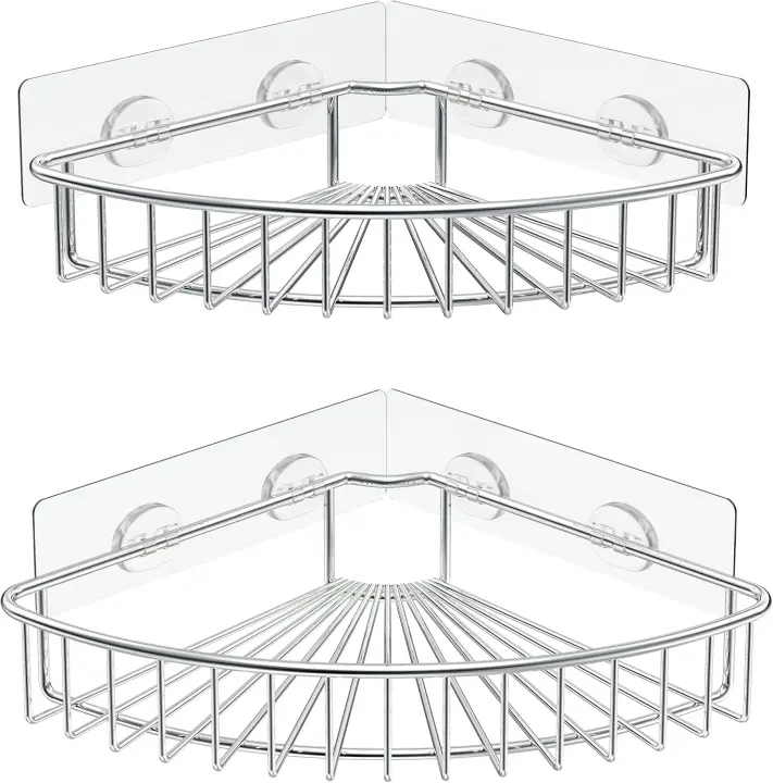 2-Pack Corner Shower Caddy — SUS304 Stainless Steel Wall-Mount