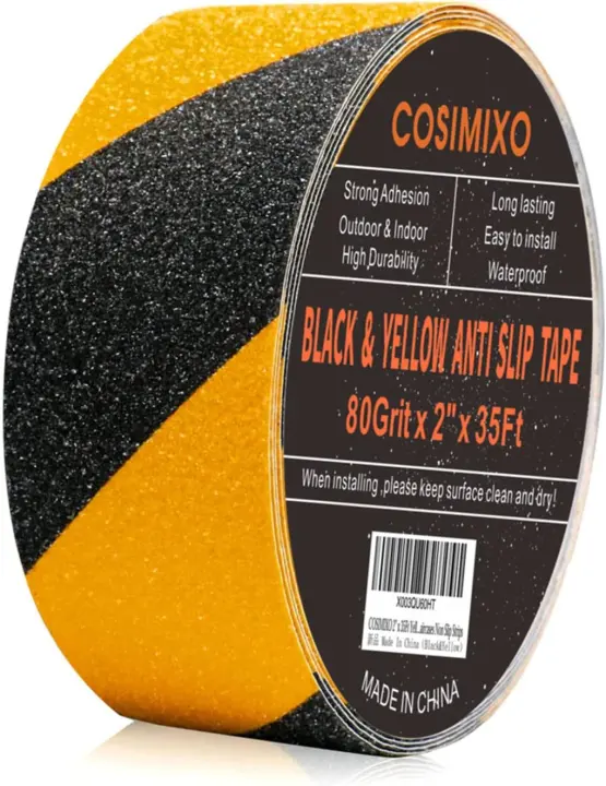 2" x 35ft Yellow & Black Heavy-Duty Anti-Slip Stair Tape Roll