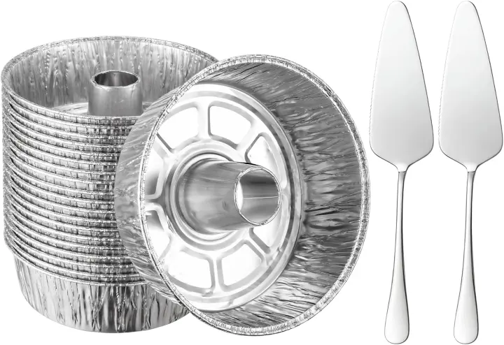 20-Pack Aluminum Tube (Angel Food) Cake Pans with 2 Stainless Servers