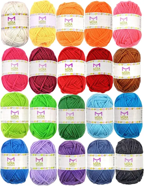 20-Skein Acrylic Yarn Set — Multicolor Crochet & Knitting Starter Pack
