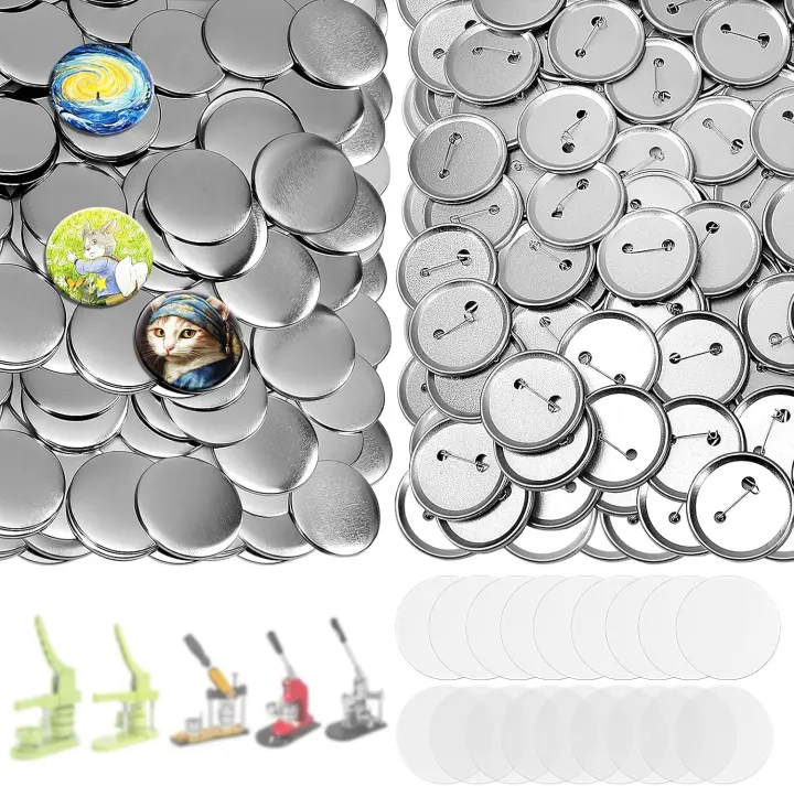 200-Piece 58mm Button Maker Supply Kit — Metal Badge Parts