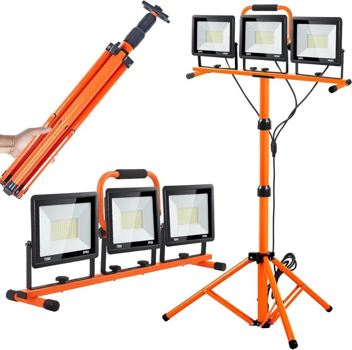 22,000-Lumen 3-Head Portable LED Work Light with Adjustable Tripod