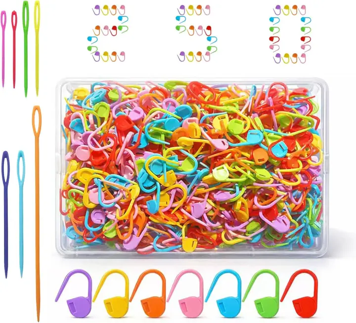 250-Piece Crochet Stitch Marker Kit with Needles and Carry Case