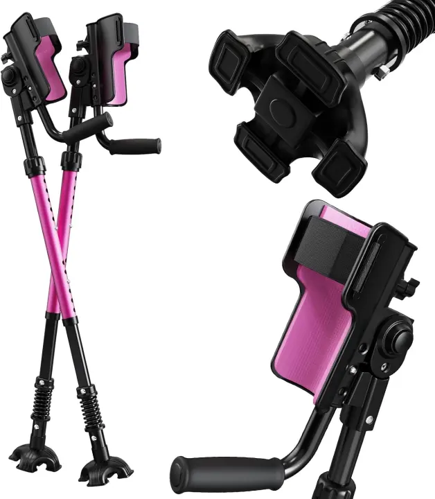 3-Angle Adjustable Forearm Crutches for Adult Walking — Pink