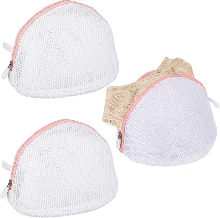 3-Pack Large Mesh Bra Washing Bags with Auto-Lock Zipper