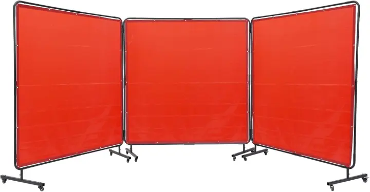 3-Panel 6 x 6 ft Mobile Welding Screen with Frame and 12 Swivel Casters