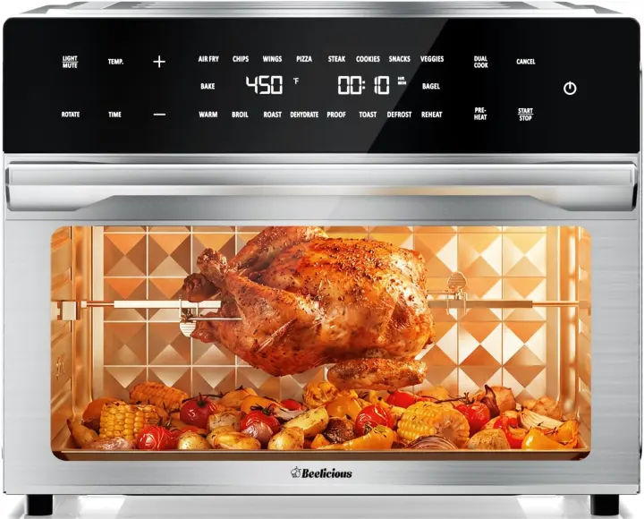 32QT Air Fryer Toaster Oven Combo with Rotisserie — Silver