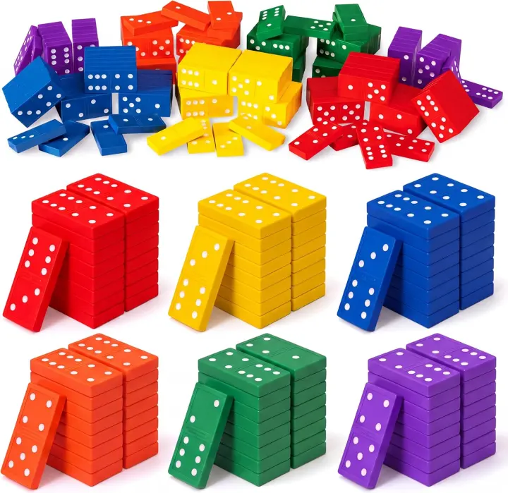 336-Piece Colored Wooden Dominoes Set — Montessori Classroom Tiles
