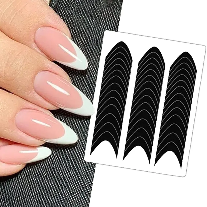 36-Sheet French Tip Nail Guide Stickers — 1512 Moon-Shaped Decals