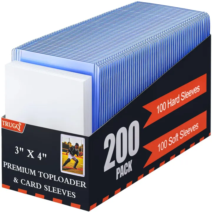 3x4 Toploader Card Protectors — 100 Hard Holders + 100 Soft Sleeves