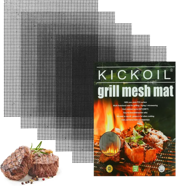 5-Pack Nonstick Grill Mesh Mats — Heavy-Duty Reusable Set