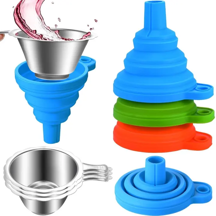 6-Piece Resin Funnels with Stainless Steel Mesh — 3D Printer Accessory Kit