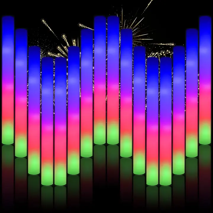 70-Pack Foam LED Glow Sticks — 3-Mode Light Wands for Parties