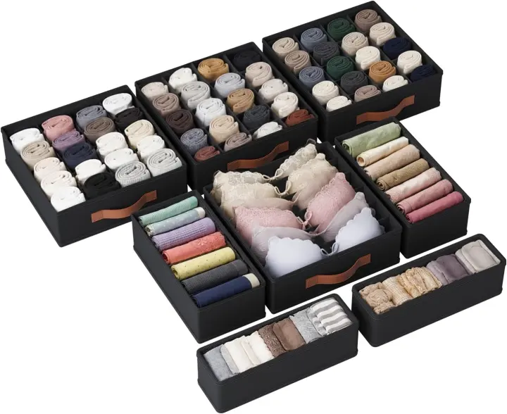 8-Pack Foldable Fabric Drawer Organizers for Socks & Baby Clothes