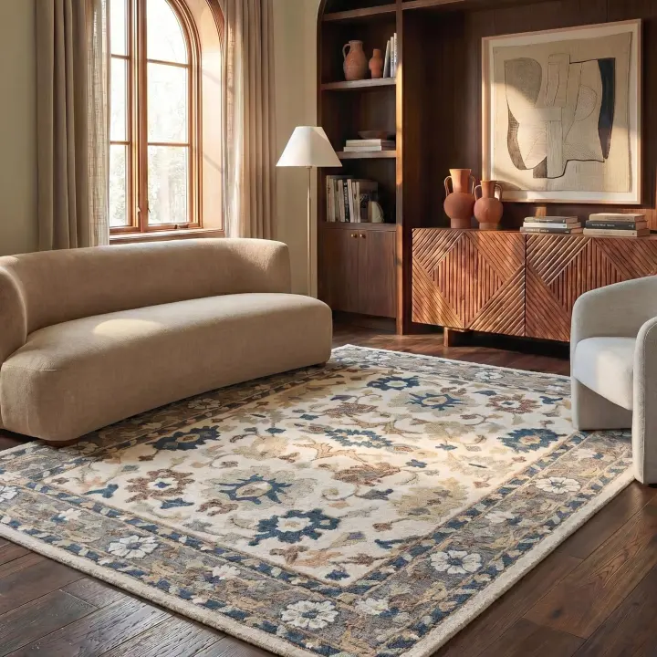8x10 Hand-Tufted Wool Area Rug — Ivory & Grey, 3/8" Pile