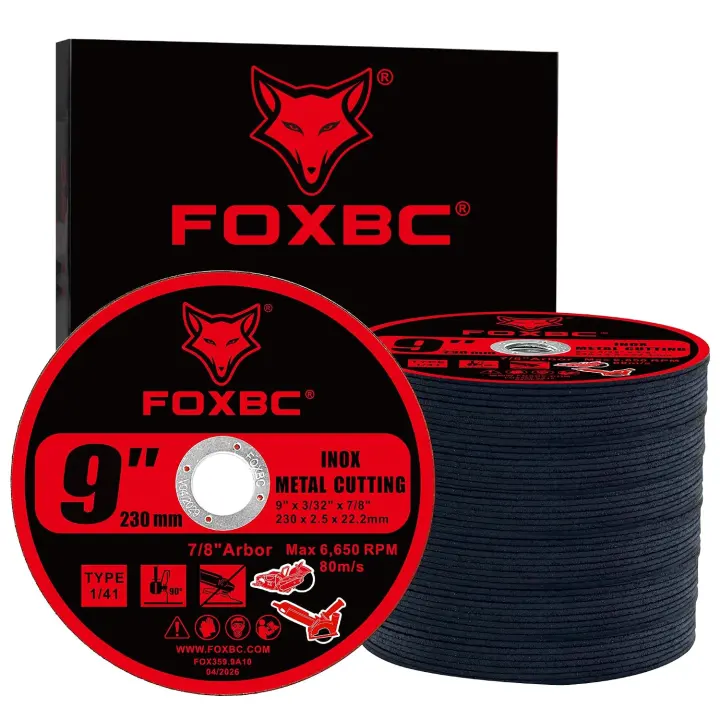 9-Inch Metal Cut-Off Wheels — 9 x 3/32 x 7/8 in, 10-Pack