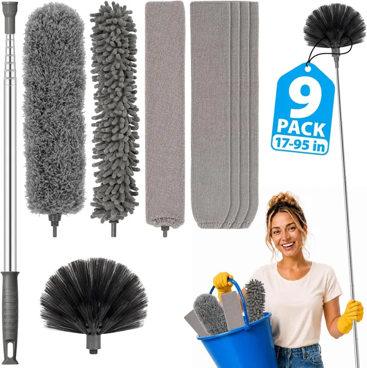 9-Piece Extendable Duster Kit with 17–95 in Telescoping Pole