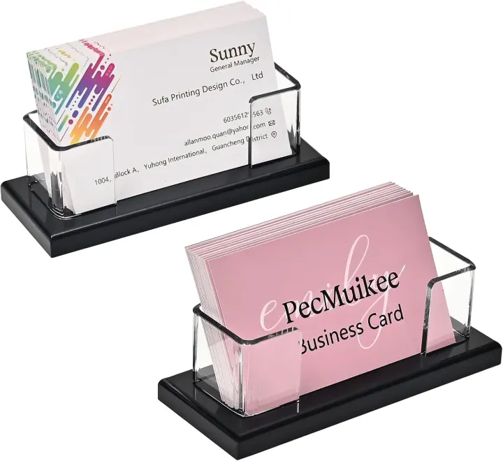 Acrylic Desktop Business Card Holder — Single-Slot, 2-Pack