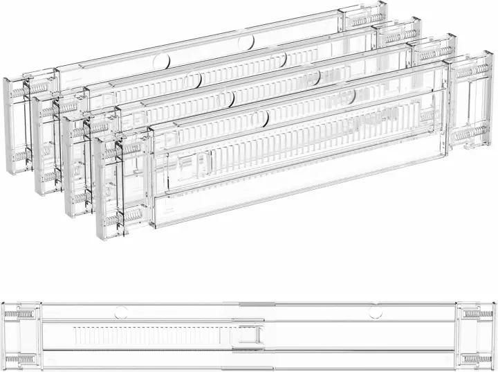 Adjustable Acrylic Shallow Drawer Dividers — 4-Pack Organizer