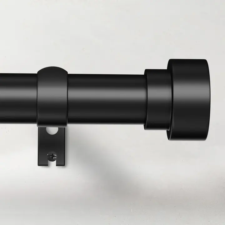 Adjustable Black Metal Curtain Rod 32–120 in, 1" Diameter Heavy-Duty
