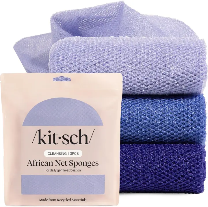 African Net Sponge Exfoliating Set — Ocean Blue, 3-Pack