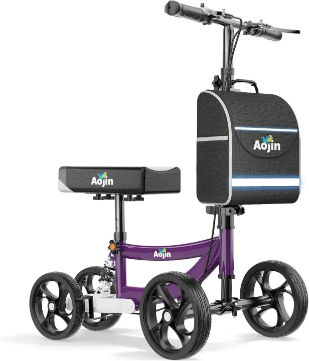 Aojin Adult Knee Scooter with 8" Wheels and Padded Knee Rest