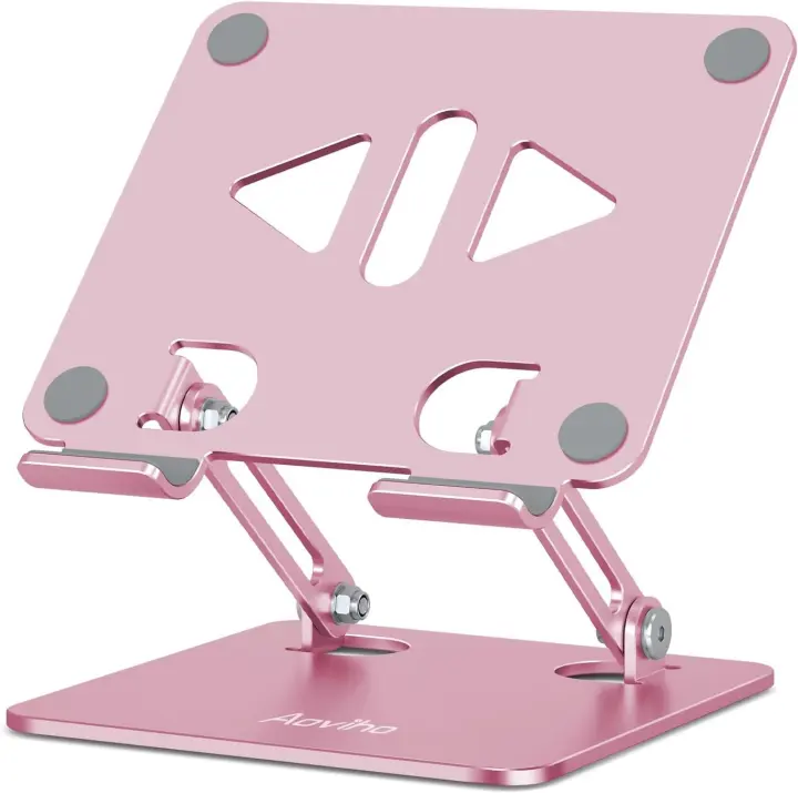 Aoviho Adjustable Aluminum Tablet Stand — Rose Gold Foldable Desk Holder