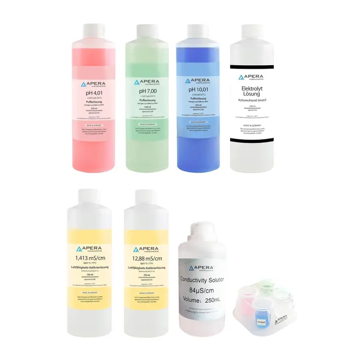 Apera Instruments pH & EC Calibration Solution Kit — 8 oz Bottles + CalPod
