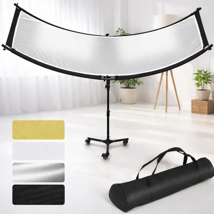 Arc Clamshell Light Reflector Diffuser 180×60 cm with Rolling Stand