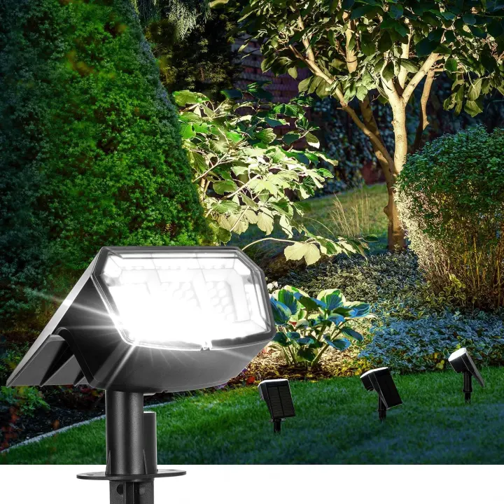 AUDERWIN Outdoor Solar Spot Lights — 4-Pack Cool White