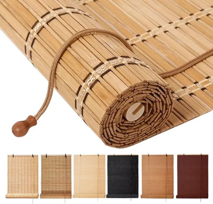 Bamboo Roll-Up Window Shades — Natural Light-Filtering Blinds