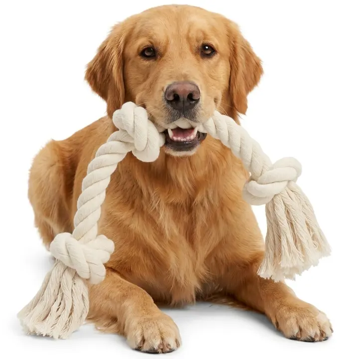 Barida Natural White Cotton Rope Dog Toy — Durable Tug & Chew