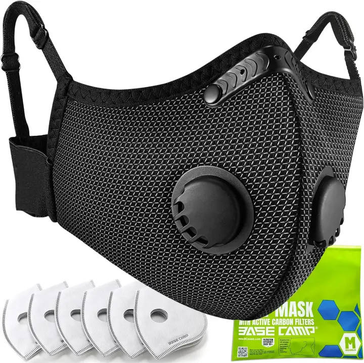 BASE CAMP Silver/Black Reusable Dust Mask (M Plus) with 6 Filters