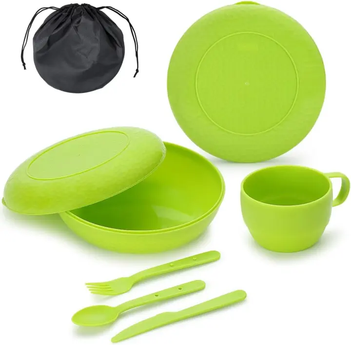 Berglander Plastic Camping Mess Kit — Plate, Bowl, Mug & Utensils
