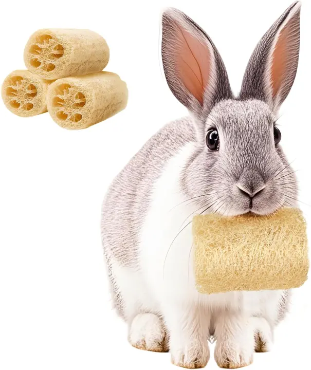 BESNEW 3-Piece Natural Loofah Chew Toys for Rabbits & Small Pets
