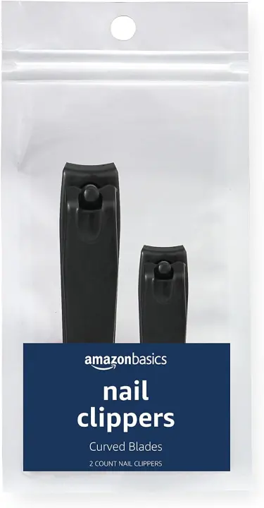 Black Fingernail & Toenail Clipper Set — Curved Stainless Trimmers