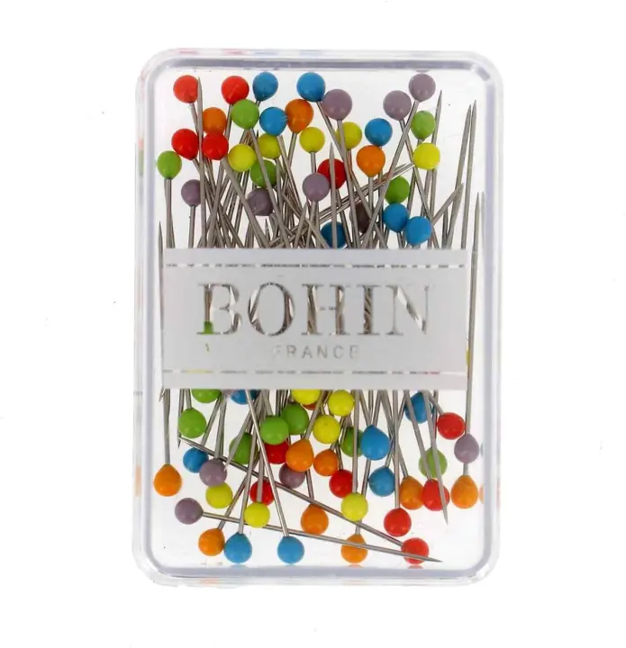 Bohin Glass-Head Sewing Pins — 1-1/4 in (80 Count)