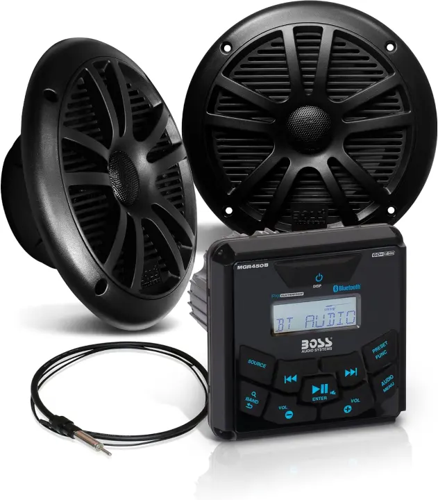 BOSS MCKGB450B.6 Marine Gauge Stereo with 6.5-Inch Speakers (Pair)