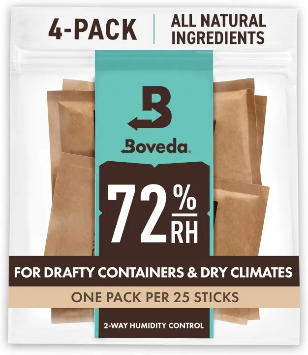 Boveda 72% Humidity Control Packs, Size 60 — 4-Pack for Dry Conditions