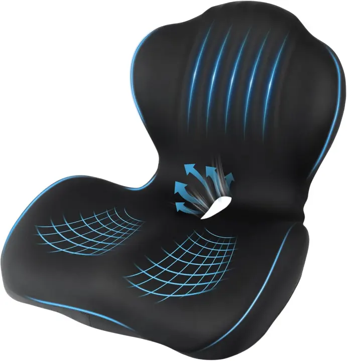 Car & Office Seat Cushion with Lumbar Support Pillow