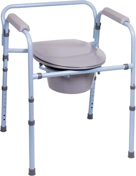 Carex 3-in-1 Folding Bedside Commode — Portable Raised Toilet Seat