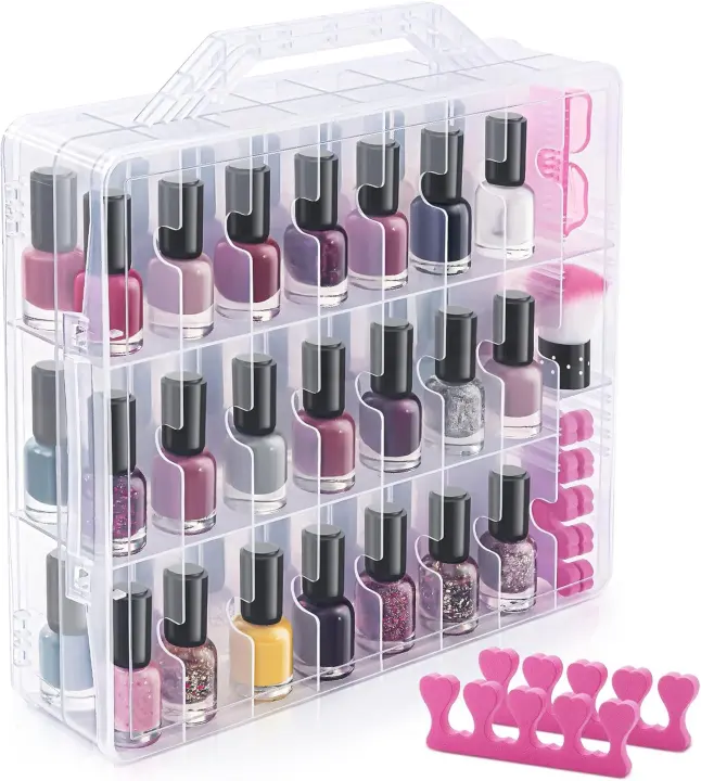 Clear Nail Polish Organizer Case with Two Separators