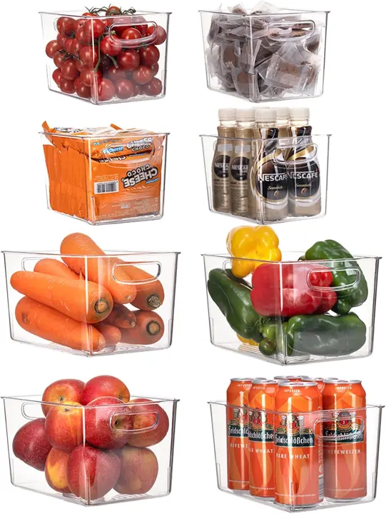 Clear Refrigerator & Pantry Organizer Bins — Set of 8