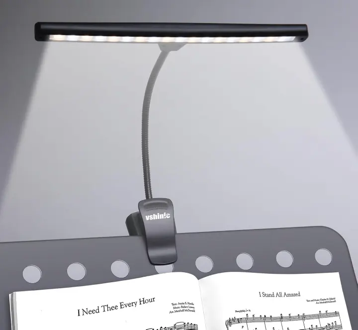 Clip-On Piano Music Stand Light — 18-LED Rechargeable, 3-Color Modes