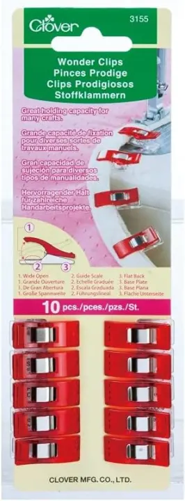 Clover Wonder Clips — Sewing and Quilting Clips (10‑pack)